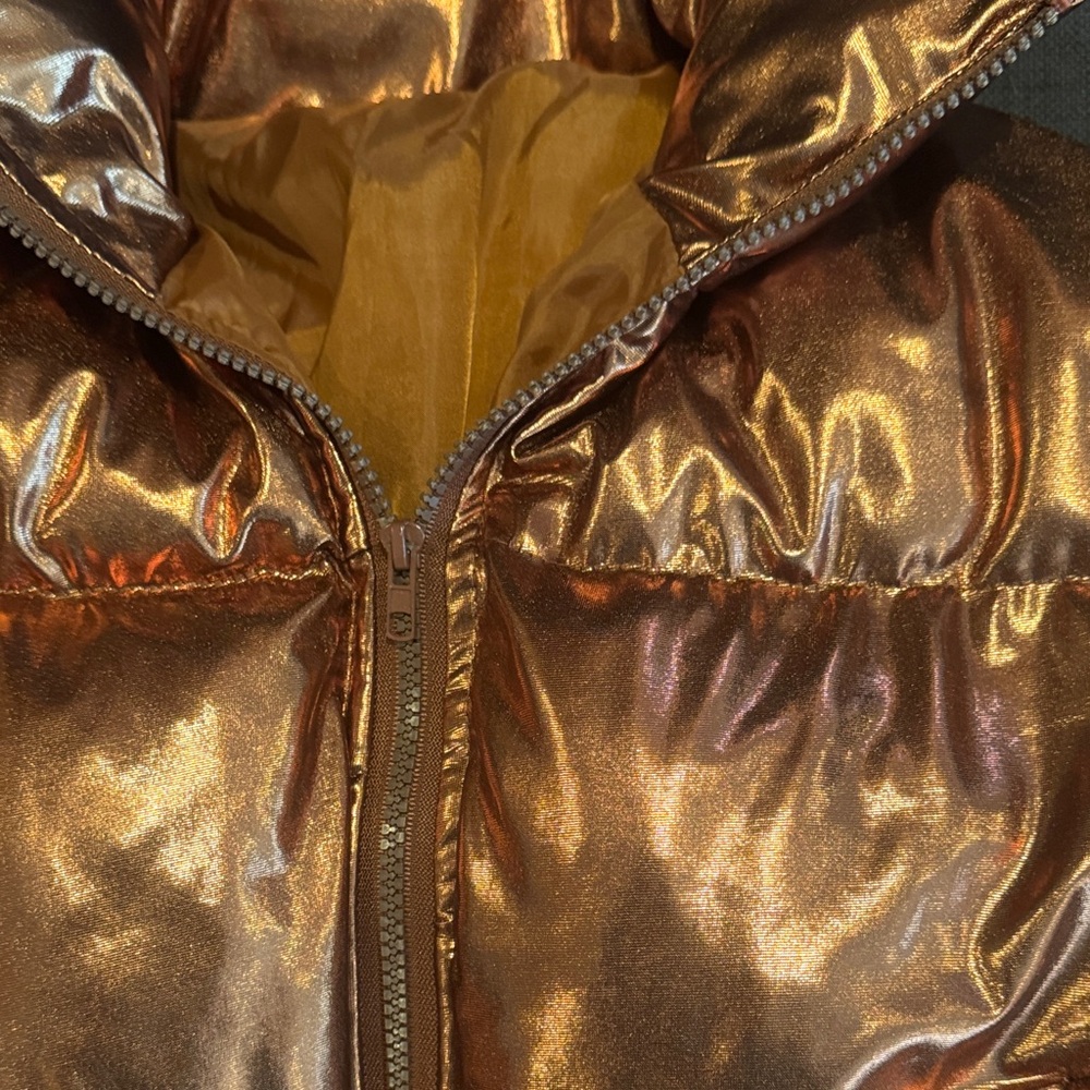 Metallic Bronze Puffer Jacket - Picture 3 of 4